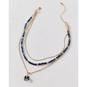 URBAN OUTFITTERS Trio Beaded Layered Necklace in Blue (NWT, $30 Retail)